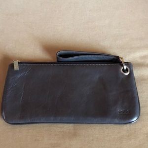 NWT grey leather Hobo International Clutch